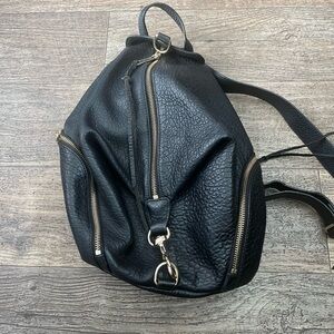 Rebecca Minkoff Black Leather Backpack with Gold Accents